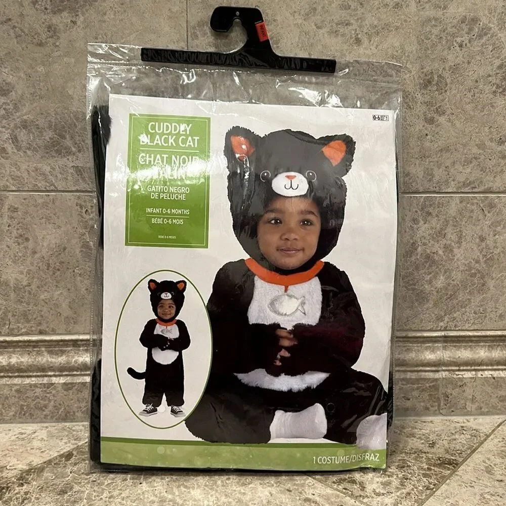 Cuddly Black Cat Halloween Costume NEW Size 0-6 Month